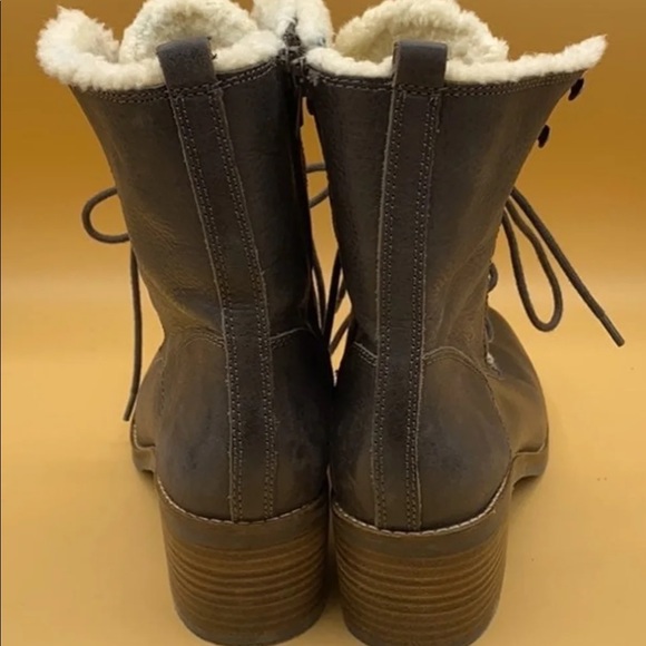 Lucky Brand Fur Trim Brown Combat Boots 8.5 - Picture 5 of 6